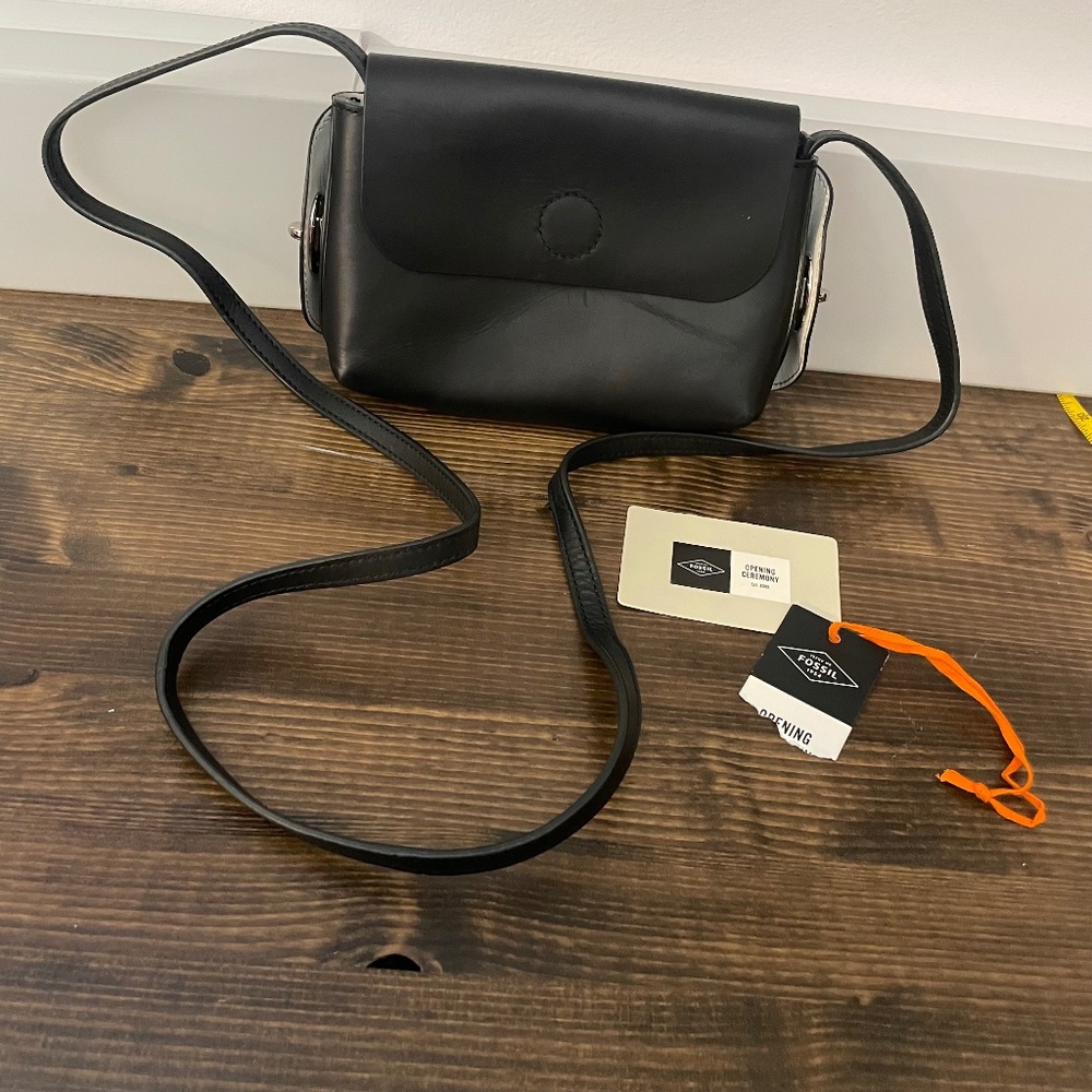 Fossil opening ceremony black white reversible leather Crossbody